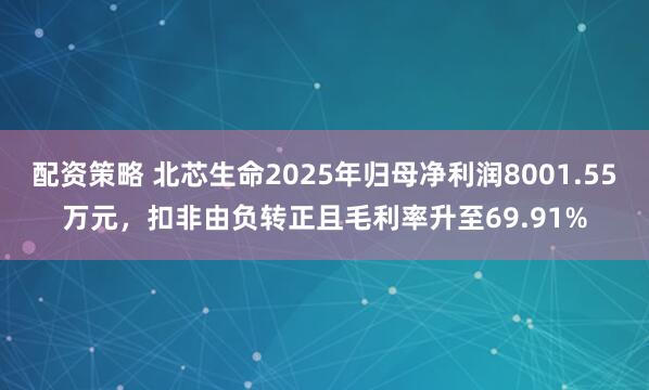 配资策略 北芯生命2025年归母净利润8001.55万元，扣非由负转正且毛利率升至69.91%
