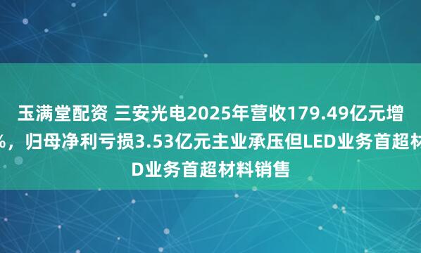 玉满堂配资 三安光电2025年营收179.49亿元增11.45%，归母净利亏损3.53亿元主业承压但LED业务首超材料销售